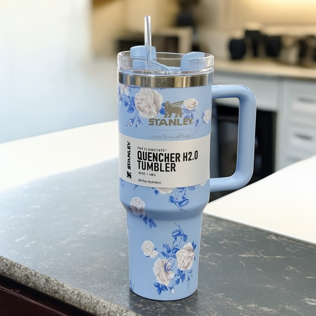 1200ml Stainless Steel Tumbler – Glossy Marble Shades