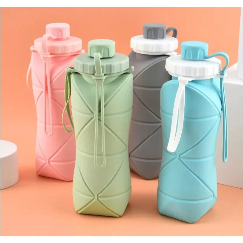Silicon Foldable Water Bottle 600ml – Portable Collapsible Travel Bottle