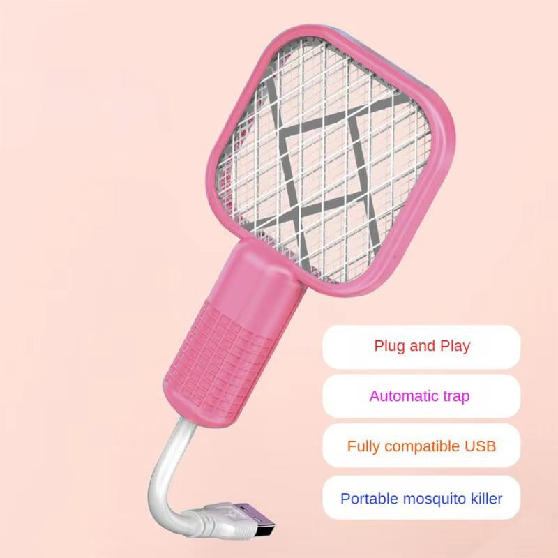 Mini USB Rechargeable Mosquito Racket with UV Light – Portable Electric Bug Zapper & Fly Swatter