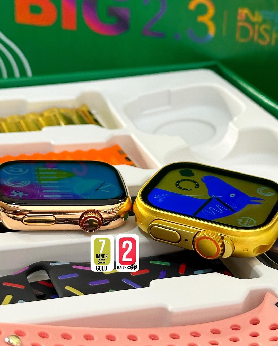 i50 New Model Smart Watch Bundle – 7 Original Straps, 2 Premium Watches & 2 Protective Covers