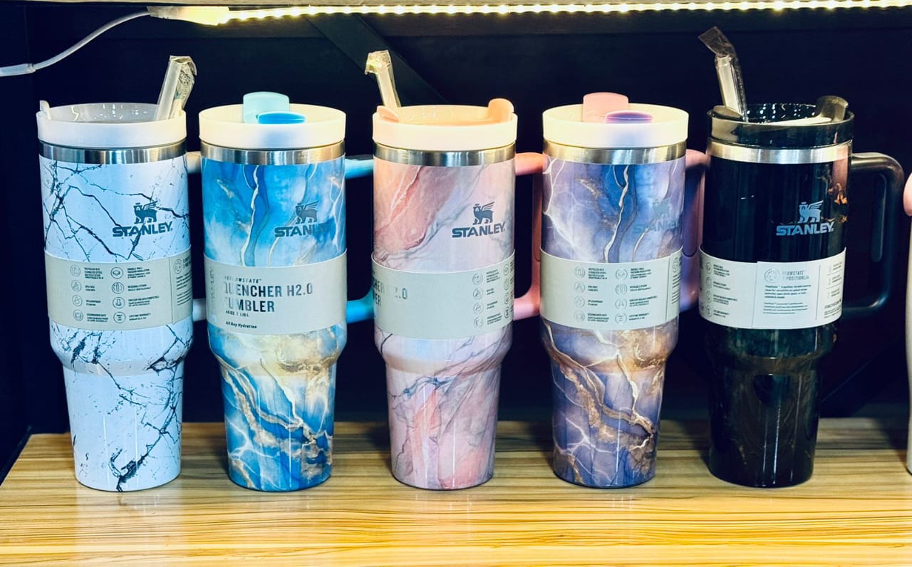 1200ml Stainless Steel Tumbler – Glossy Marble Shades