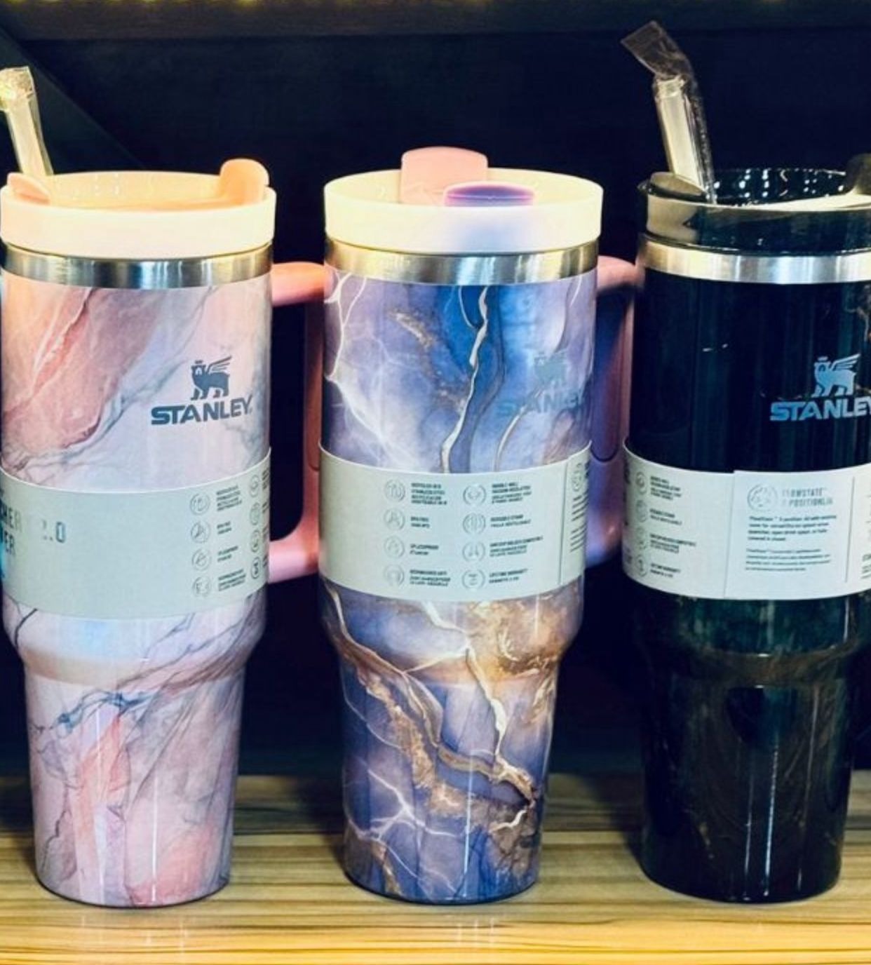 1200ml Stainless Steel Tumbler – Glossy Marble Shades