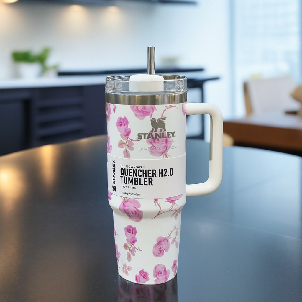 1200ml Stainless Steel Tumbler – Glossy Marble Shades