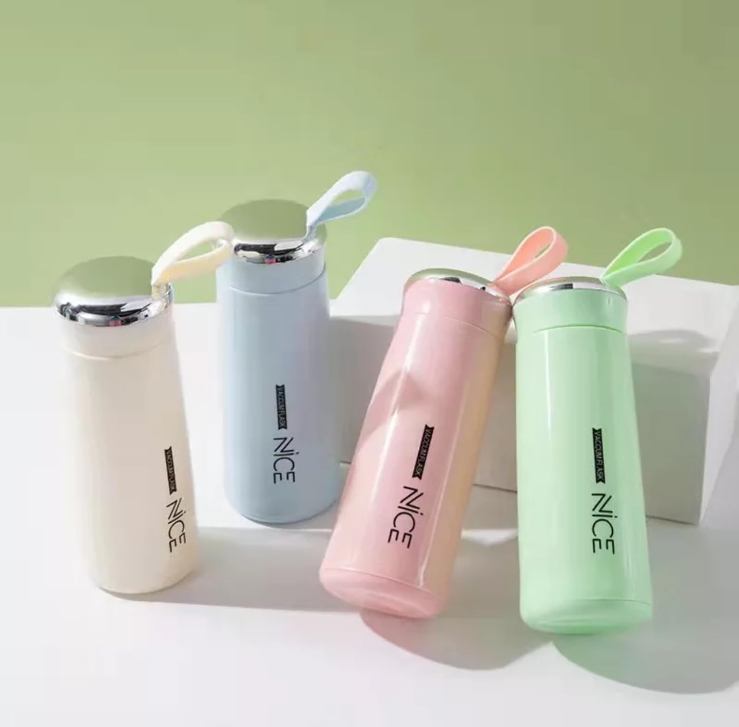 BPA Free Glass Water Bottle 400ml – Portable Tumbler with Protective Plastic Shell