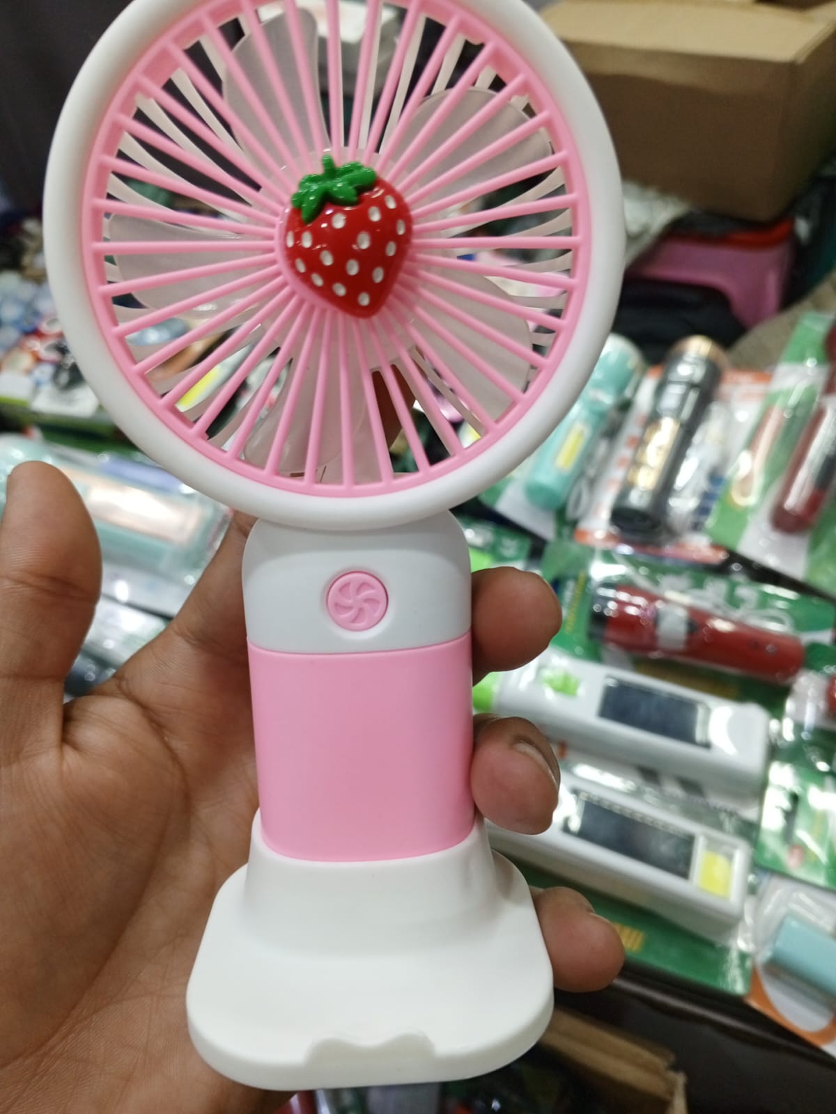 Portable Mini USB Fan Handheld | Rechargeable Mini Handy Fruit Character Fan Portable USB Cooling Fan Cute Design Handheld Fan for Kids and Travel - With Cable (Random Colour)