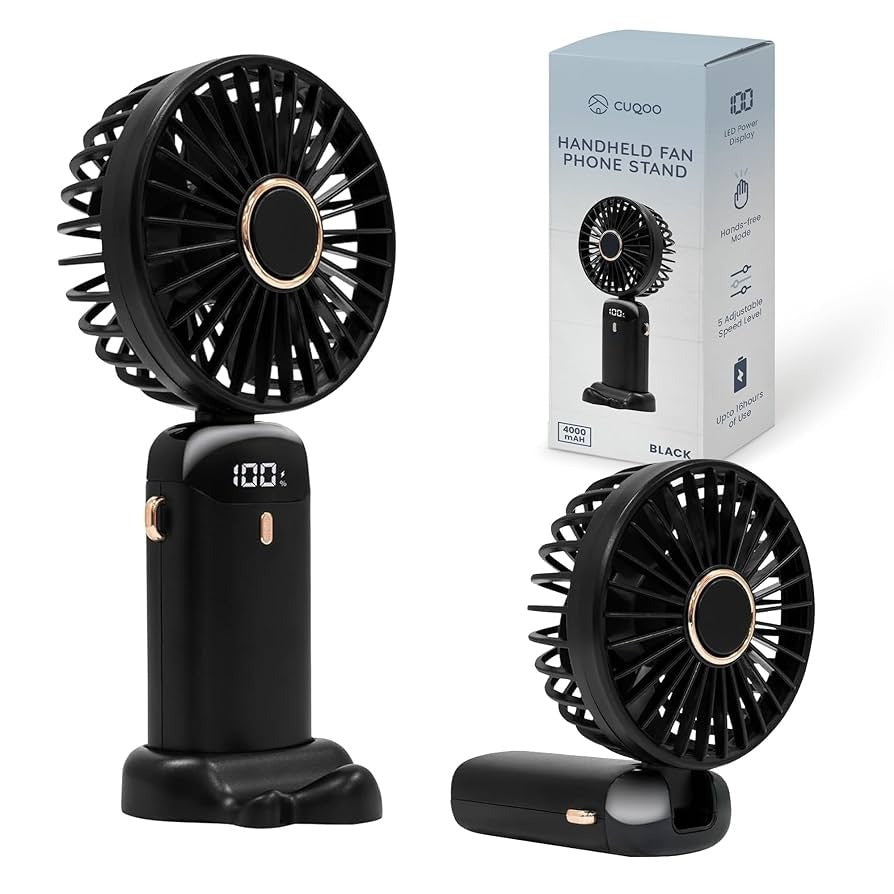 Digital Display Portable Mini Fan – 5-in-1 Multipurpose USB-C Rechargeable Handheld Fan (Random Color)