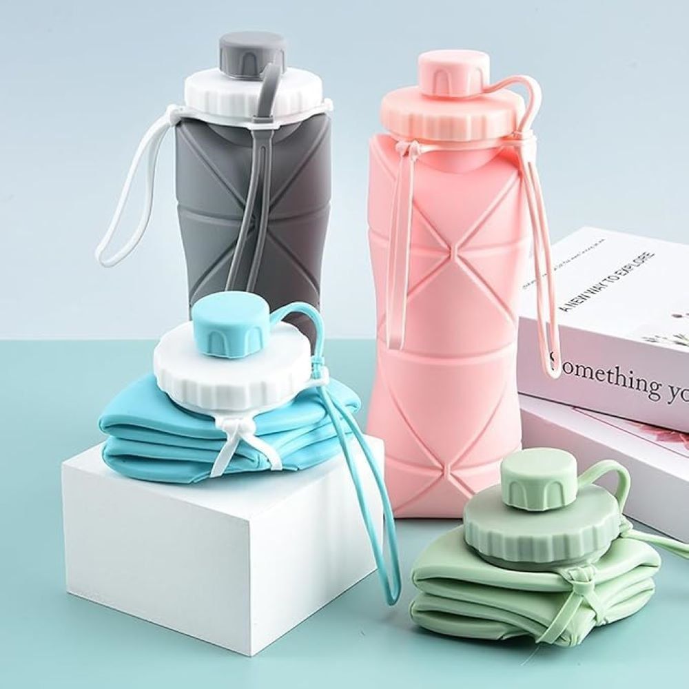 Silicon Foldable Water Bottle 600ml – Portable Collapsible Travel Bottle