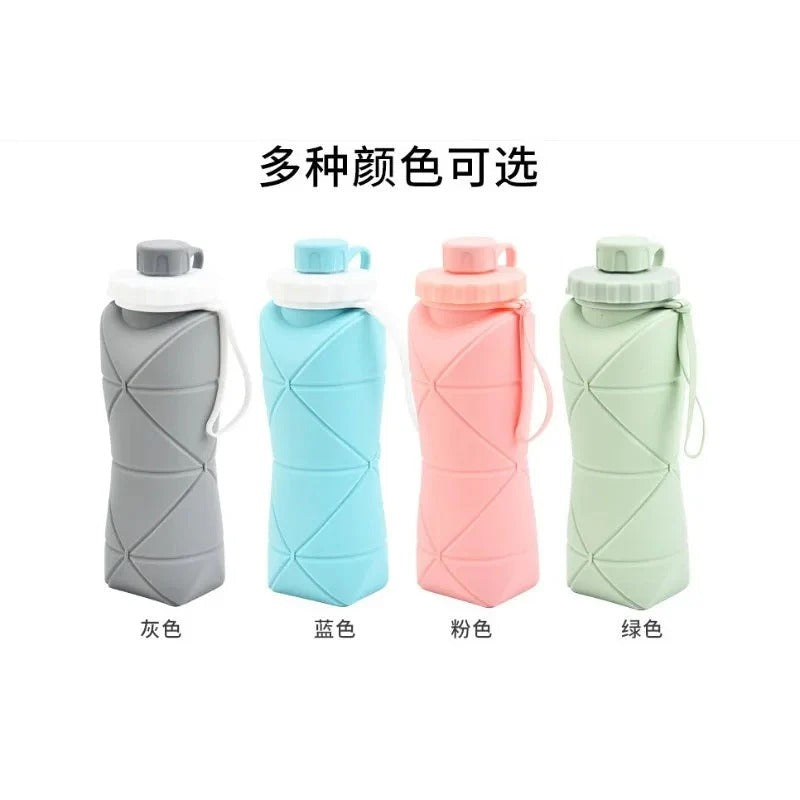 Silicon Foldable Water Bottle 600ml – Portable Collapsible Travel Bottle