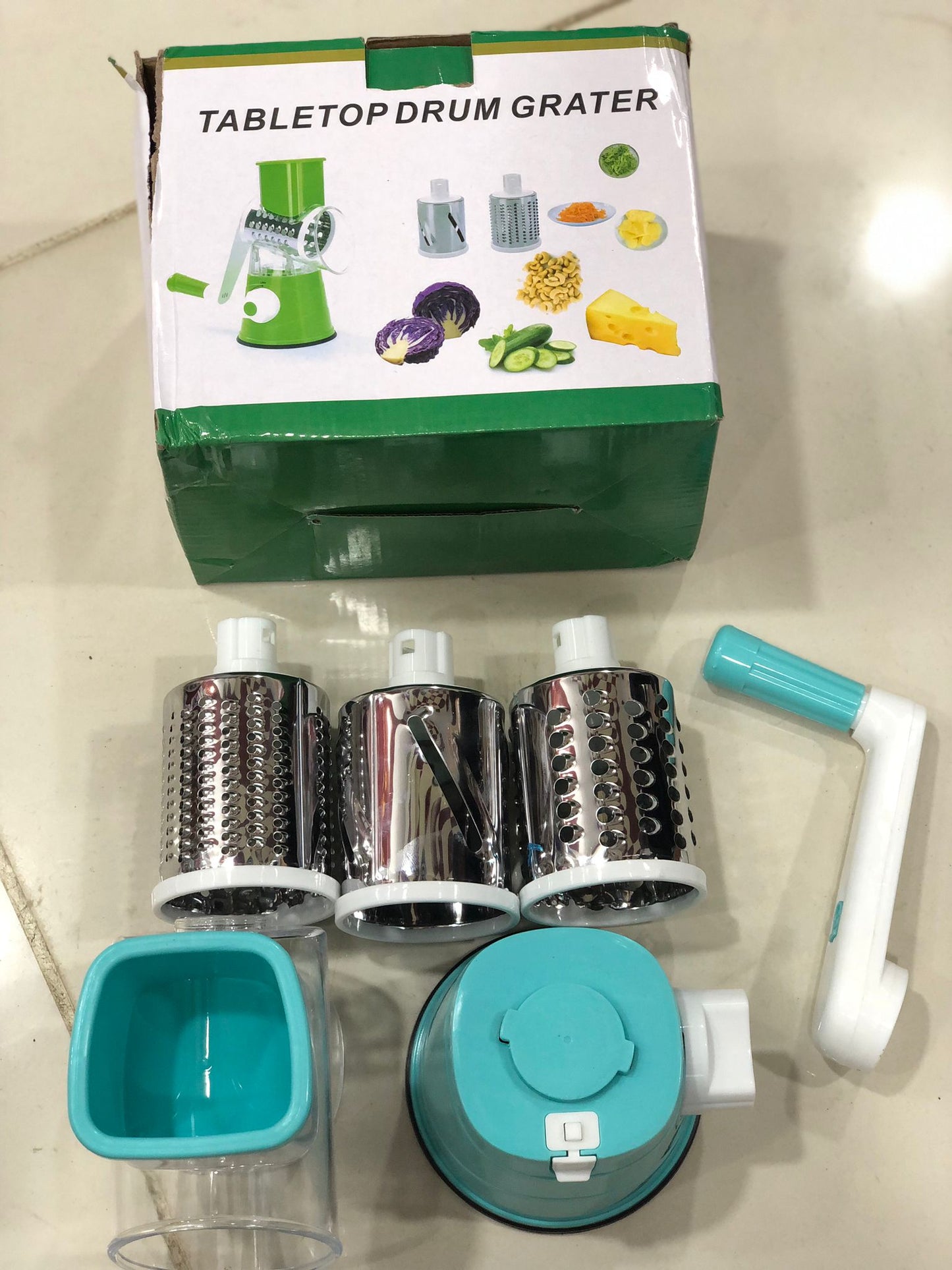 3-in-1 Manual Vegetable Chopper & Rotary Grater – Fast Kitchen Slicer & Shredder