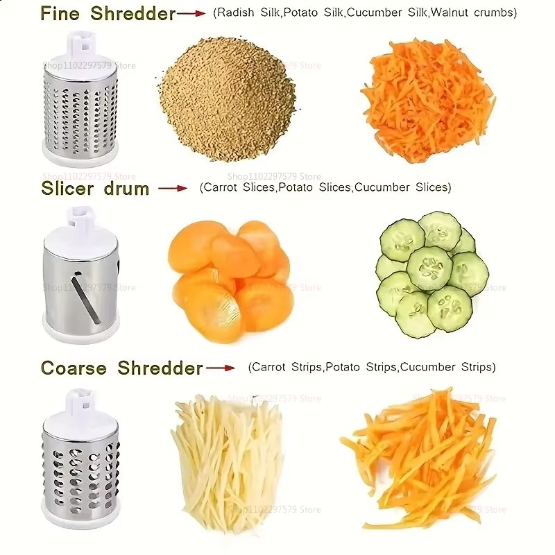 3-in-1 Manual Vegetable Chopper & Rotary Grater – Fast Kitchen Slicer & Shredder